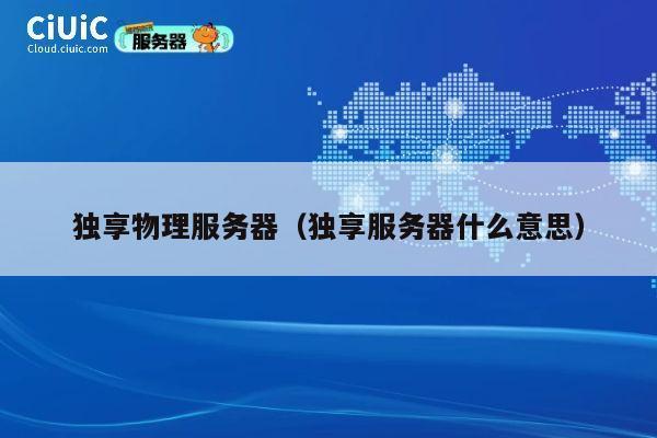 独享物理服务器（独享服务器什么意思）