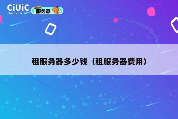 租服务器多少钱（租服务器费用）