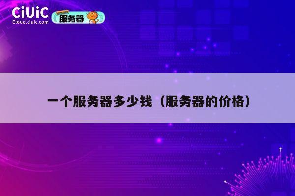 一个服务器多少钱（服务器的价格）