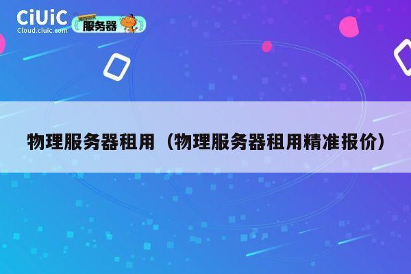 物理服务器租用（物理服务器租用精准报价）