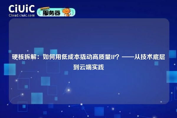 硬核拆解：如何用低成本撬动高质量IP？——从技术底层到云端实践