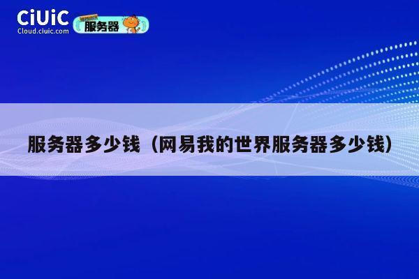 服务器多少钱（网易我的世界服务器多少钱）